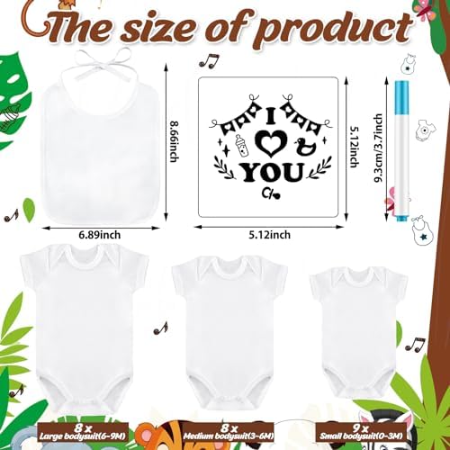 Panitay 100 Pcs White Baby Bodysuits Bibs Kit 25 Guests - Image 3