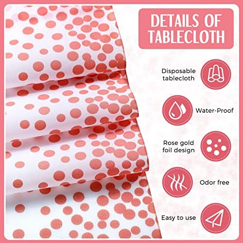 Breling 24 Pack White and Rose Gold Tablecloths and Satin Table Runner Set - Image 3