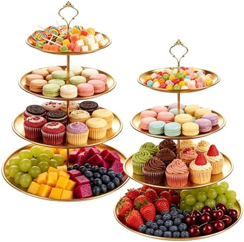 QTLCOHD 2 Pcs 4 Tier Stainless Steel Cupcake Stand by WelcomeToQTLCOHD