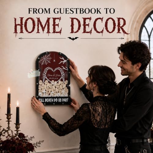 Custom Halloween Wedding Guest Book Alternative, Gothic Tombstone Frame - Image 4