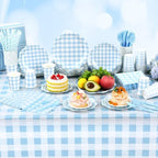 Funnymoom 452 Pcs Blue Gingham Party Supplies for 50 Guests Include White and Blue Checkered Paper Plates Napkins Cups Tablecloth Cutlery Straws for Birthday Baby Shower Wedding Party Decorations - Image 4