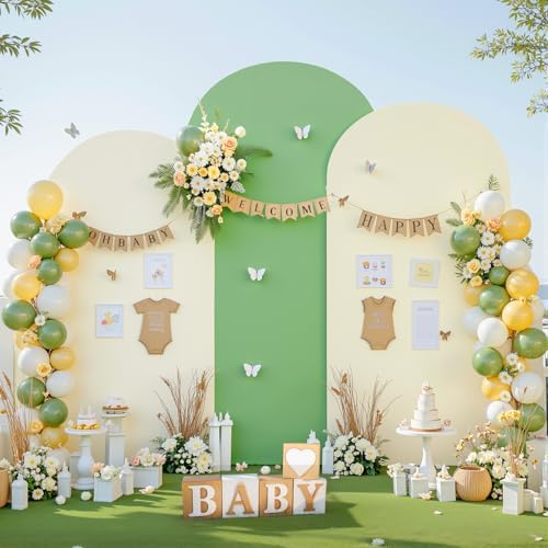 Green Beige Arch Backdrop Covers Set of 3 Wedding Arch Covers Stretchy Backdrop Baby Shower Birthday Party Arches Cover 6FT 6.6FT 7.2FT Arch Stand Cover Spandex Bridal Shower Decoration - Image 3