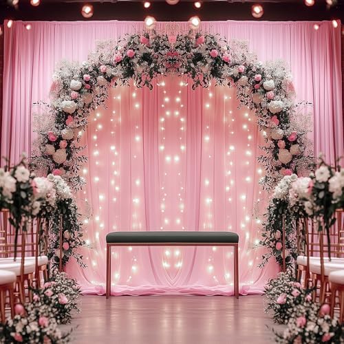50ftx14FT Wrinkle Free Pastel Pink Backdrop Curtain for Wedding Parties - Image 4