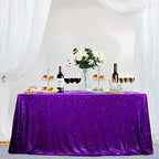 Partisout Tablecloth 90x132 inch Sequin Tablecloth Rectangle Table Cloths Disposable Rustic Party Table Cover Circle Tablecloth Glitter Tablecloth for Birthday Party (90x132 inch, Purple) by Partisout