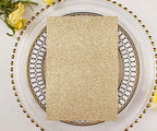 50pcs 5x7 Wedding Invitations Cards Laser Cut Pocket only, No Envelope,No Insert for Wedding Bridal Shower Engagement Birthday Invite (Champagne Gold Glitter) - Image 2