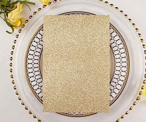 50pcs 5x7 Wedding Invitations Cards Laser Cut Pocket only, No Envelope,No Insert for Wedding Bridal Shower Engagement Birthday Invite (Champagne Gold Glitter) - Image 2