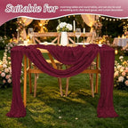 20 Pack Burgundy Table Runner 17 x 108inch Cheesecloth Table Runner Rustic Boho Gauze Sheer Fabric Cheese Cloth Table Runners for Wedding Party Bridal Baby Shower Birthday Spring Table Decor - Image 5