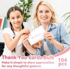 104 Pack Pink Bow Thank You Cards With Envelopes Stickers Bow Thank You Card Bulk Pink Bowknot Greeting Gift Elegant Blank Note Cards Set for Wedding Baby Shower Birthday Party Supplies 4x6inch - Image 6