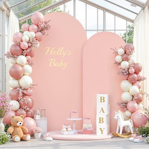 Pink Arch Backdrop Cover Set of 2 Dusty Pink Arch Cover 7.2 and 6ft Wedding Arch Cover Stretchy Backdrop - Image 2