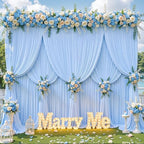 20x8ft Baby Blue Photo Backdrop Curtains for Parties Baby Shower Wrinkle Free Polyester Photoshoot Curtains Drapes Backdrop for Boy Birthday Party Gender Reveal Photography Background 4 Panels 5x8FT - Image 5