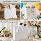 PAICUIKE 100Pcs White Kraft Paper Bags with Handles, 11x6x11 Inch Large Shopping Gift Bags for Valentine’s Day, Retail, Parties, Weddings, Birthdays, Gift Packaging - Image 3
