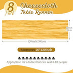 8 Pack Gold Cheesecloth Table Runners 20x120 Inch Gauze Table Runner 10FT Easter Cheese Cloth Table Runner Rustic Sheer Runner for Wedding Baby Shower Birthday Party Table Decor - Image 2