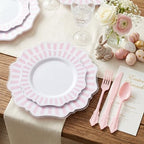 COLOSUS 150PCS White Pink Plastic Plates, Party Plates and Cutlery Set. - Image 6