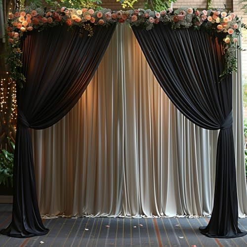 20x10ft Wrinkle Free Black Backdrop Curtain for Parties Soft Fabric Drapes Wedding Black Curtain Backdrop for Birthday Party Decorations Background for Photography 5x10ft, 4 Panels - Image 6