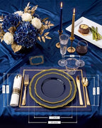 Hioasis 350 Pcs Blue and Gold Plastic Plates for Wedding & Party - Image 2