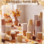 300 Pack 8 oz Gradient Brown Disposable Paper Cups for Thanksgiving Party - Image 2