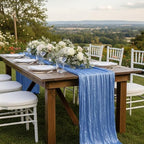 8 Pack Blue Cheesecloth Table Runner 120 Inch Boho Wedding Decor - Image 7