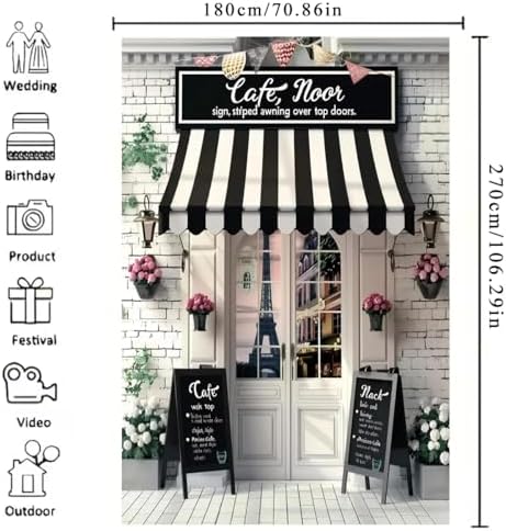 Paris Cafe Birthday Party Photography Backdrop, 9x6feet - Image 7