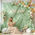 20FT x 15FT Wrinkle-Free Sage Green Backdrop Curtains for Wedding, 4 Panels Sage Green Fabric Photo Background Drapes for Wedding Reception, Birthday, Bridal & Baby Shower Decorations Photography - Image 3