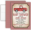 Amanda Creation Custom Baby Shower Invites Red Truck Baby Shower Invitation 20 5x7 Custom Personalized Invites With Envelopes by AmandaCreation