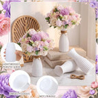 12 Set Artificial Hydrangea Peony Flowers with Vase, Purple - Image 4