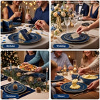 realluck 100PCS Navy Blue and Gold Plastic Plates,Elegant Plates Reusable - Image 4