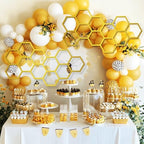 Silipull 2 Pcs 22 x 12 Inch Large Wood Honeycomb Decoration Honeycomb Wall Decor Wood Hexagon Decor Bee Wall Hanging Decoration for Living Room Garden Bedroom Office Home Party (Gold Color) - Image 3