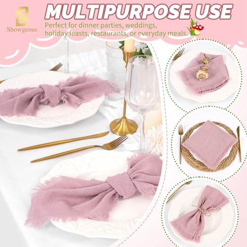 Showgeous 30 Pack Dusty Rose Cloth Napkins with Fringe, 16x16 inch - Image 6