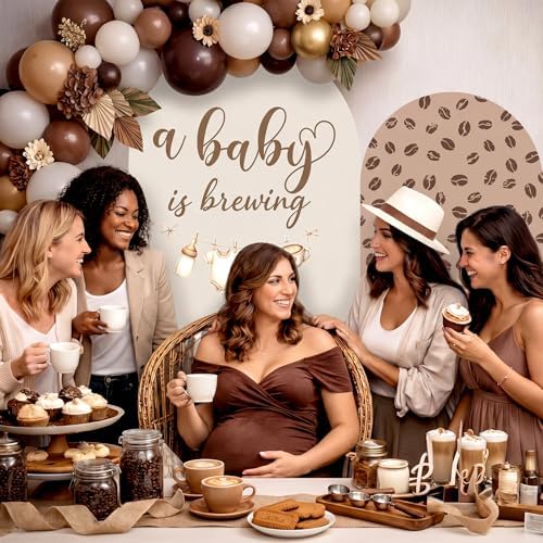 Moukeren a Baby is Brewing Arch Backdrop Cover 6ft and 7.2ft for Coffee Drink Themed Baby Shower Party Gender Reveal Birthday Party Banquet Photo Arches Background Decorations - Image 5