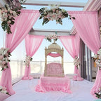10ft x 10ft Pink Backdrop Drapes, Wrinkle-Free Sheer Chiffon Fabric Backdrop Curtain, Wedding Arch Draping for Ceremony, Party, Galentines Day Decor, Photo Booth Background - Image 3