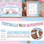 Football or Pom Poms Gender Reveal Decorations, 152 PCs Boy or Girl Party Decoration Kit Supplies with Balloons, Banner, Sash, Badge Backdrop, Topper, Poster, Balloon Boxes, Tablecloth, Marker - Image 4