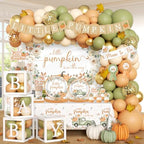 275pcs Little Pumpkin Baby Shower Decorations for Boy or Girl Fall Baby Shower Plates and Napkins Cups Backdrop Tablecloth Balloons for for A Little Pumpkin Is On The Way Baby Shower Decorations by Unknown