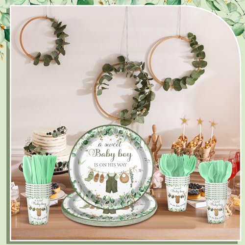 Dandat 350 Pcs Baby Shower Set, Boho, Green - Image 4
