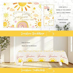 Party Inspo Sunshine Baby Shower Decorations for Girls, A Little Ray of Sunshine is Almost Here Baby Shower Supplies, Boho Sun Themed Backdrop Balloon Banner Tablecloth Cake Cupcake Topper Boxes - Image 5