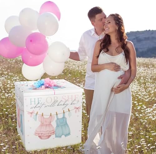 AmazingSpark 28in Giant Gender Reveal Gift Box Kit, Baby Clothes - Image 6