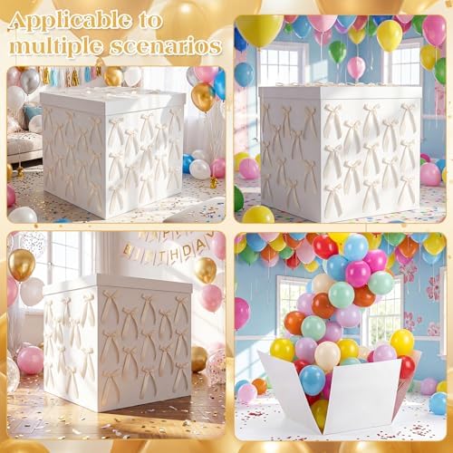 Kolldenn Extra Large Gender Reveal Gift Box with Lid Bows, 28x28x28, Gold - Image 6