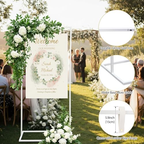 Blulu 3 Pack Wedding Sign Holder, Adjustable Sign Stand, 50-68 in,White - Image 3
