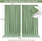 10x10ft Sage Green Backdrop Curtain for Wedding Parties Wrinkle Free Fabric Sage Green Drapes Backdrop Decoration for Baby Shower Birthday Photography Decoration 2 Panels, 5ft x 10ft - Image 5