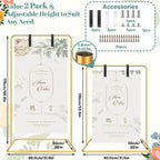 VZZNN 2 Pack Wedding Welcome Sign Stand, 68”x31”x20” Adjustable Gold Easel Holder with 4 Leather Straps, Heavy Duty Metal Floor Easels for Wedding Signs, Seating Charts, Baby Shower, Party Decor - Image 2