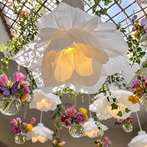 15.7 Inch Peony Lanterns with LED Lights, 6 Pack Hanging Flower Decor - Image 2