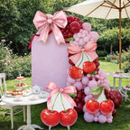 4 Pcs Cherry on Top Baby Shower Decorations, Large Pink Bow Cardboard Cutouts, Sweet Cherry Birthday Decorations Standups for Photo Booth Props & Birthday Party Decor - Image 6