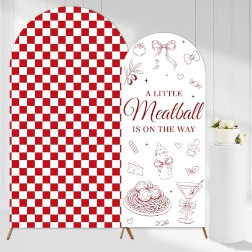 ZestZing 2pc Little Meatball Baby Shower Arch Backdrop Covers 7ft 6ft by ZestZing