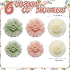 Giegxin 6 Pcs 31.5", 24" Pink Sage Green Giant Boho Paper Flowers for Wall - Image 3