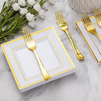 Goodluck 120Pcs 6.5" Square Gold Dessert Plates - Image 2