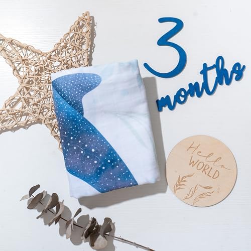 Miaoberry Ocean Baby Milestone Blanket – Monthly Baby Milestone Photo Prop for Boy, Under The Sea Growth Tracker Blanket with Hello World Sign and Registry Must-Have - Image 5