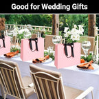 EUSOAR Thank You Gift Bags, 50pcs 12.5"x4.5"x11" Pink Heavy Duty Shopping Paper Bags with Bow Ribbon Handle, Kraft Paper Gift Treat Wedding Birthday Party Favor Bags Bulk - Image 6