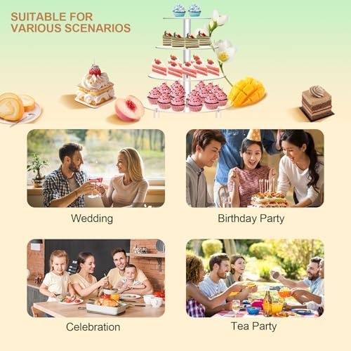 14'' Width XL Large Cupcake Stand 4 Tiered Acrylic Glass Round Cake Stand - Image 5