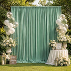 10ft x 15ft Grayish Green Backdrop Curtains for Wedding Parties, 2 Panels Extra Long Wrinkle Free Fabric Drapes Photo Backdrop for Baby Shower Birthday Stage Reception Lobby Decoration - Image 6