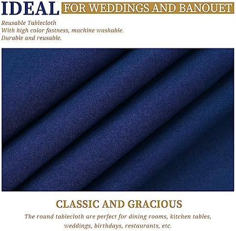 Showgeous 120 Inch Navy Blue Round Tablecloths, Polyester Table Covers - Image 5