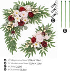 Faux Flower Swag Set of 2 for Wedding Welcome Signs Floral Swag Wedding Reception Ceremony Signs Decor (A-Burgundy Pink) - Image 4
